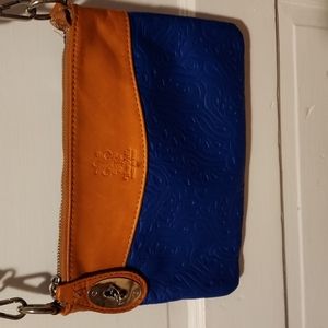 Vera Pelle Blue/Brown Crossbody Purse